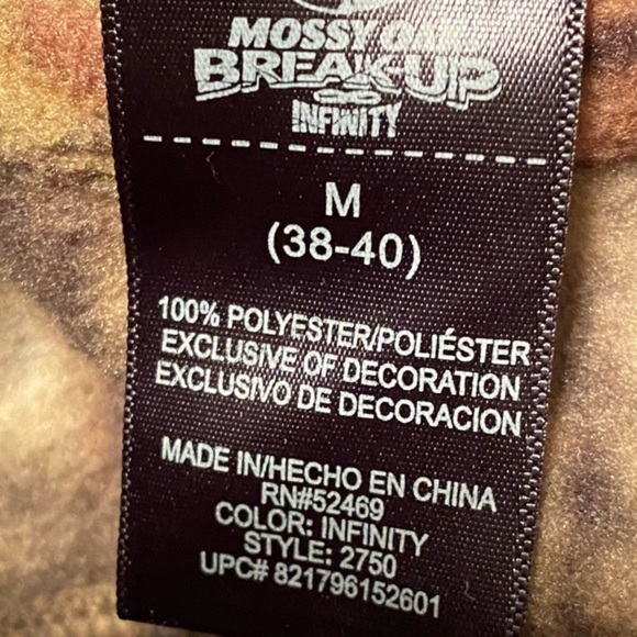 Mossy Oak Break Up Jacket Mens Size Medium Infinity Full Zip Pockets - Picture 9 of 12